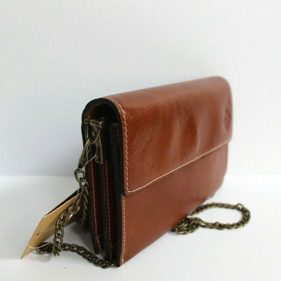 Patricia Nash Heritage Collection Tan Leather Flap Chain Small Crossbody Bag - Picture 2 of 8